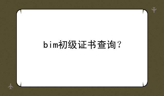 bim初级证书查询？