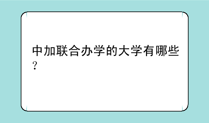 中加联合办学的大学有哪些？