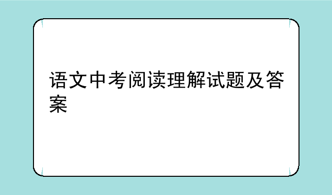 语文中考阅读理解试题及答案