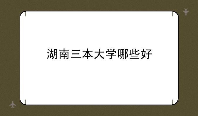 湖南三本大学哪些好