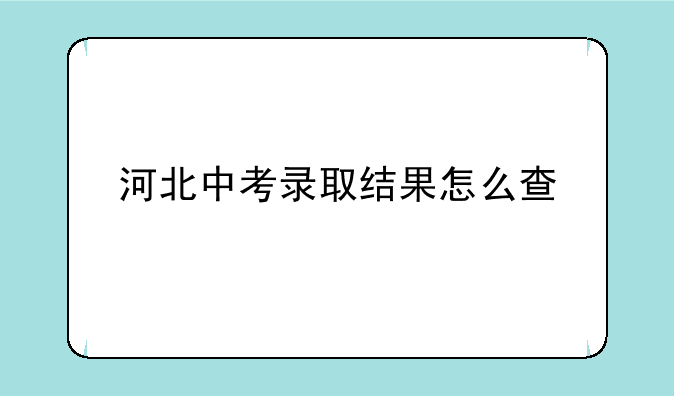 河北中考录取结果怎么查