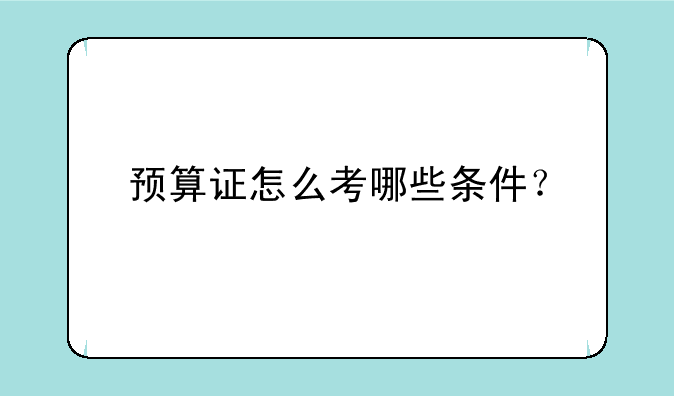 预算证怎么考哪些条件？