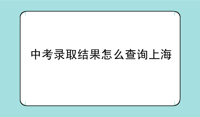 中考录取结果怎么查询上海