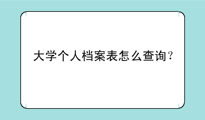 大学个人档案表怎么查询？