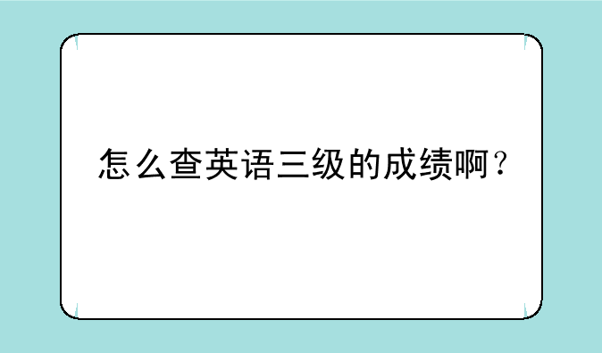 怎么查英语三级的成绩啊？