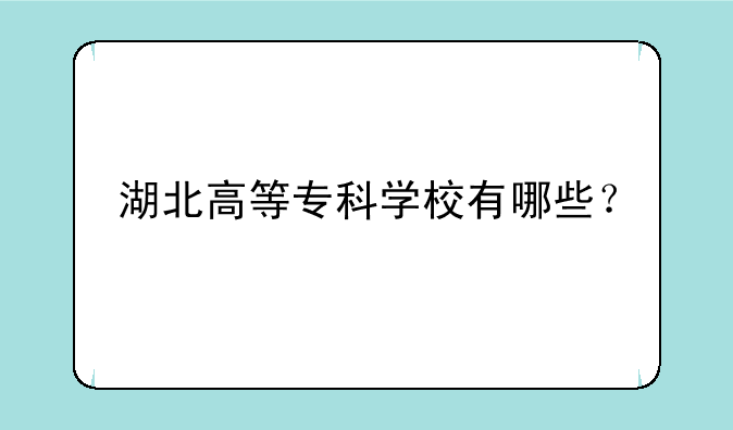 湖北高等专科学校有哪些？