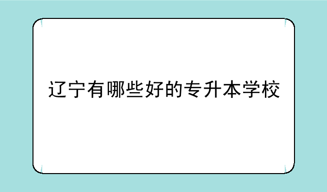 辽宁有哪些好的专升本学校