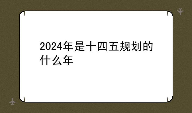 2024年是十四五规划的什么年