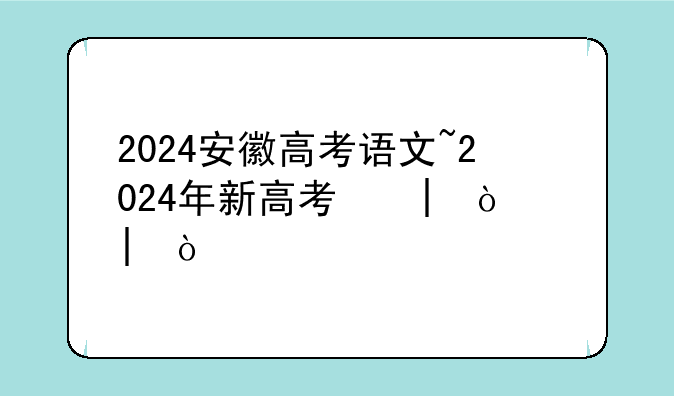 2024安徽高考语文~2024年新高考二卷语文