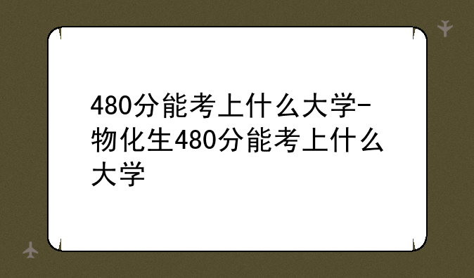 480分能考上什么大学-物化生480分能考上什么大学