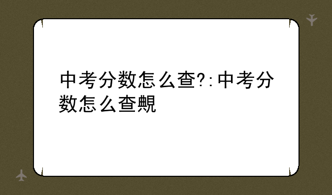 中考分数怎么查?:中考分数怎么查询