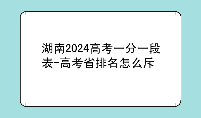 湖南2024高考一分一段表-高考省排名怎么查