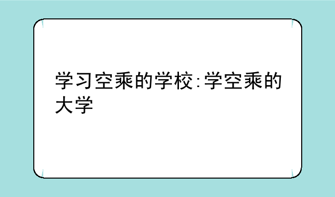 学习空乘的学校:学空乘的大学