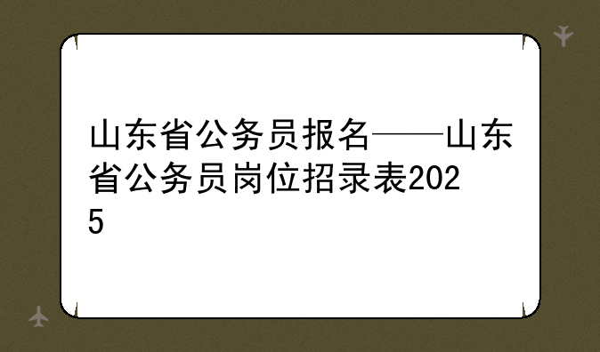 山东省公务员报名——山东省公务员岗位招录表2025