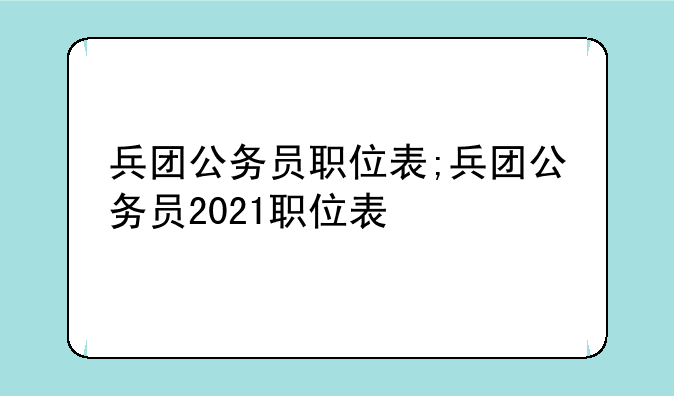 兵团公务员职位表;兵团公务员2021职位表